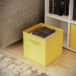 Urbn-Living Urbnliving Asymmetrical 8 Cube White Bookcase Storage Unit With 3 Fabric Drawer Inserts- Yellow - thumbnail 5