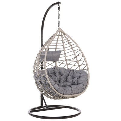 Beliani Hanging Chair With Stand Arsita Pe Rattan Grey - image 1