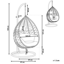 Beliani Hanging Chair With Stand Arsita Pe Rattan Grey - thumbnail 3