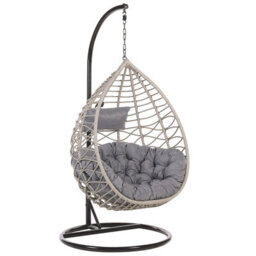 Beliani Hanging Chair With Stand Arsita Pe Rattan Grey - thumbnail 1