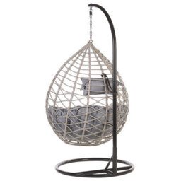 Beliani Hanging Chair With Stand Arsita Pe Rattan Grey - thumbnail 6