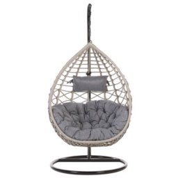 Beliani Hanging Chair With Stand Arsita Pe Rattan Grey - thumbnail 5