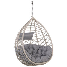Beliani Hanging Chair With Stand Arsita Pe Rattan Grey - thumbnail 7