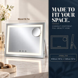 Inmtfei Hollywood Makeup Mirror 50X40Cm, Eye-Caring Detachable 5X Magnifier, Foldable Adjustable, Table & Wall Mount - thumbnail 9