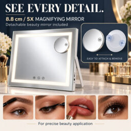 Inmtfei Hollywood Makeup Mirror 50X40Cm, Eye-Caring Detachable 5X Magnifier, Foldable Adjustable, Table & Wall Mount - thumbnail 8