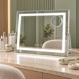 Inmtfei Hollywood Makeup Mirror 50X40Cm, Eye-Caring Detachable 5X Magnifier, Foldable Adjustable, Table & Wall Mount - thumbnail 2