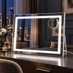 Inmtfei Hollywood Makeup Mirror 50X40Cm, Eye-Caring Detachable 5X Magnifier, Foldable Adjustable, Table & Wall Mount - thumbnail 3