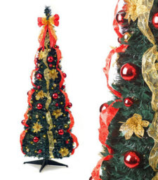 Best Artificial Red/gold Pop-Up 6Ft Pre-Decorated Pre-Lit Christmas Tree - thumbnail 1