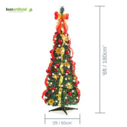 Best Artificial Red/gold Pop-Up 6Ft Pre-Decorated Pre-Lit Christmas Tree - thumbnail 2