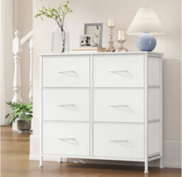 Ledrem Drawer Storage Unit, Chest Of Drawers For Bedroom, Closet, 5 Fabric Drawers, White - thumbnail 1