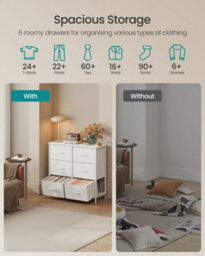 Ledrem Drawer Storage Unit, Chest Of Drawers For Bedroom, Closet, 5 Fabric Drawers, White - thumbnail 3