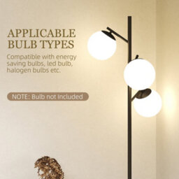 Wyld Haus Dorizi 3-Light Black Tree Floor Lamp With Globe Glass Shades And Steel Base - thumbnail 7