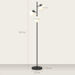 Wyld Haus Dorizi 3-Light Black Tree Floor Lamp With Globe Glass Shades And Steel Base - thumbnail 4