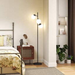 Wyld Haus Dorizi 3-Light Black Tree Floor Lamp With Globe Glass Shades And Steel Base - thumbnail 8