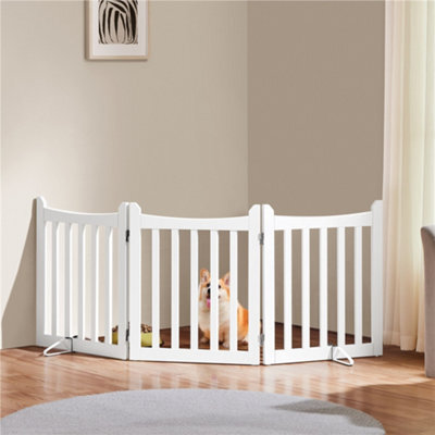Yaheetech 3 Panel Freestanding Wooden Fence With Door - White - image 1