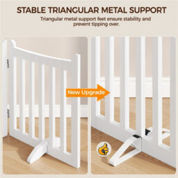 Yaheetech 3 Panel Freestanding Wooden Fence With Door - White - thumbnail 6