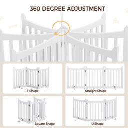 Yaheetech 3 Panel Freestanding Wooden Fence With Door - White - thumbnail 4