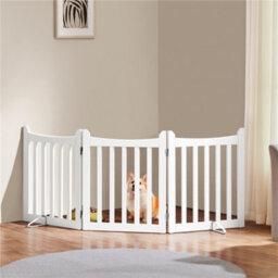 Yaheetech 3 Panel Freestanding Wooden Fence With Door - White