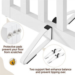 Yaheetech 3 Panel Freestanding Wooden Fence With Door - White - thumbnail 8
