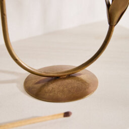 Dibor Antique Brass Floral Stem Taper Table Centerpiece Christmas Candle Holder - thumbnail 4
