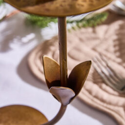Dibor Antique Brass Floral Stem Taper Table Centerpiece Christmas Candle Holder - thumbnail 6