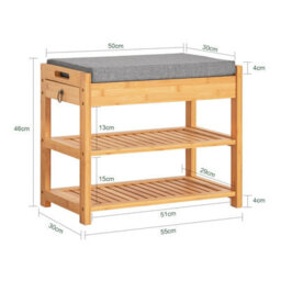 Sobuy Fsr49-N, Hallway Bamboo Shoe Rack With Cushion And Drawer Shoe Storage Bench For Entryway, Hallway Storage Organizer - thumbnail 3