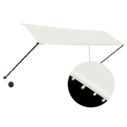 Walplus Retractable Awning Garden Sun Shade Canopy Gazebo For Back Door, Porch, Patio With Led 350X150 Cm Cream - thumbnail 2