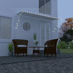 Walplus Retractable Awning Garden Sun Shade Canopy Gazebo For Back Door, Porch, Patio With Led 350X150 Cm Cream