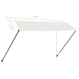 Walplus Retractable Awning Garden Sun Shade Canopy Gazebo For Back Door, Porch, Patio With Led 350X150 Cm Cream - thumbnail 9
