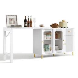 Btm Bar Table With Storage Cabinet And Glass Doors For Kitchen Dining Room Living Room - thumbnail 7