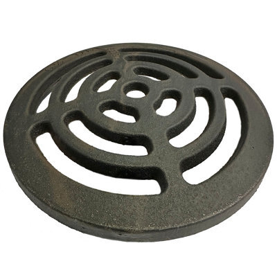 "Thomas Dudley 6.5"" Diameter 165mm 9mm Thick Round Circular Cast Iron Gully Grid Grate Heavy Duty Drain Cover Black Satin Finish"