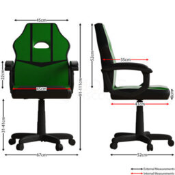 Lassic Vida Designs Comet Green & Black Racing Gaming Chair Ukfr High Back Adjustable Height - thumbnail 2
