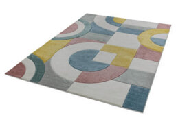 Retro Multi Modern Geometric Easy To Clean Dining Room Rug-120Cm X 170Cm - thumbnail 3