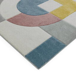 Retro Multi Modern Geometric Easy To Clean Dining Room Rug-120Cm X 170Cm - thumbnail 2