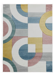 Retro Multi Modern Geometric Easy To Clean Dining Room Rug-120Cm X 170Cm - thumbnail 5