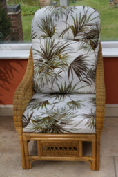 Garden Market Place Gardenmarketplace Portofino Cane Conservatory Furniture 3 Piece Suite - 2 Chairs And A Sofa- Palm Design Fabric - thumbnail 3