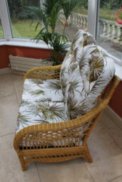 Garden Market Place Gardenmarketplace Portofino Cane Conservatory Furniture 3 Piece Suite - 2 Chairs And A Sofa- Palm Design Fabric - thumbnail 6
