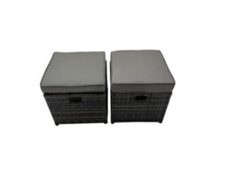 Fimous Rattan Garden Outdoor Furniture Set 3 Seater Sofa Square Coffee Table Set With 3 Stools Dark Grey Mixed - thumbnail 6