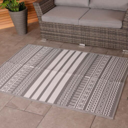 Charles Bentley Tribal Lightweight Waterproof Indoor/outdoor Rug Grey 170X120Cm - thumbnail 4