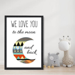 Artze Wall Art Love You To The Moon Tribal Quote Art Print With Black Frame Size: A4 - thumbnail 2