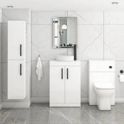 Royal Bathrooms Turin 500mm Freestanding Bathroom Vanity Unit With Sink 2 Door Gloss White & Art Countertop Basin - thumbnail 3