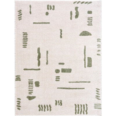 Livabliss Fossay Shaggy-Washable Beige Green Modern Hig Pile Living Bedroom Rug 140 X 200 Cm Easy Care, Non Shedding - image 1