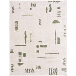 Livabliss Fossay Shaggy-Washable Beige Green Modern Hig Pile Living Bedroom Rug 140 X 200 Cm Easy Care, Non Shedding - thumbnail 1