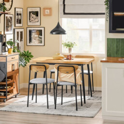 Sobuy Ogt52-N, 5-Piece Dining Table Set With Comfortable Chairs, Dining Table And Chairs,wood Veneer,w110Xd68.5Xh75 - thumbnail 5
