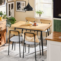 Sobuy Ogt52-N, 5-Piece Dining Table Set With Comfortable Chairs, Dining Table And Chairs,wood Veneer,w110Xd68.5Xh75 - thumbnail 2