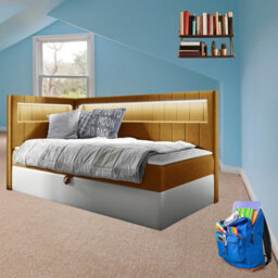 Junior Gold 3 Childrens Bed With Storage 90X200 Cm White Yellow Left Corner - thumbnail 1