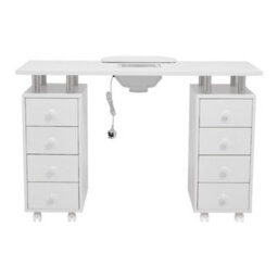 Darphe White 8 Drawersmanicure Table With Dust Collector, 119 W X 45 D X 79 H (Cm) - thumbnail 3