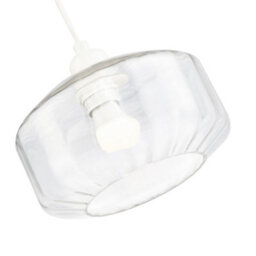 Happy Homewares Contemporary Clear Ribbed Glass Non Electric Pendant Lamp Shade With Flat Style - thumbnail 2