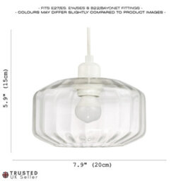 Happy Homewares Contemporary Clear Ribbed Glass Non Electric Pendant Lamp Shade With Flat Style - thumbnail 6
