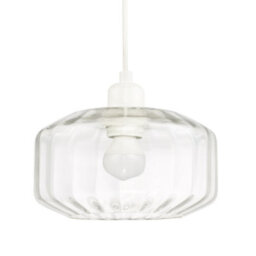 Happy Homewares Contemporary Clear Ribbed Glass Non Electric Pendant Lamp Shade With Flat Style - thumbnail 4